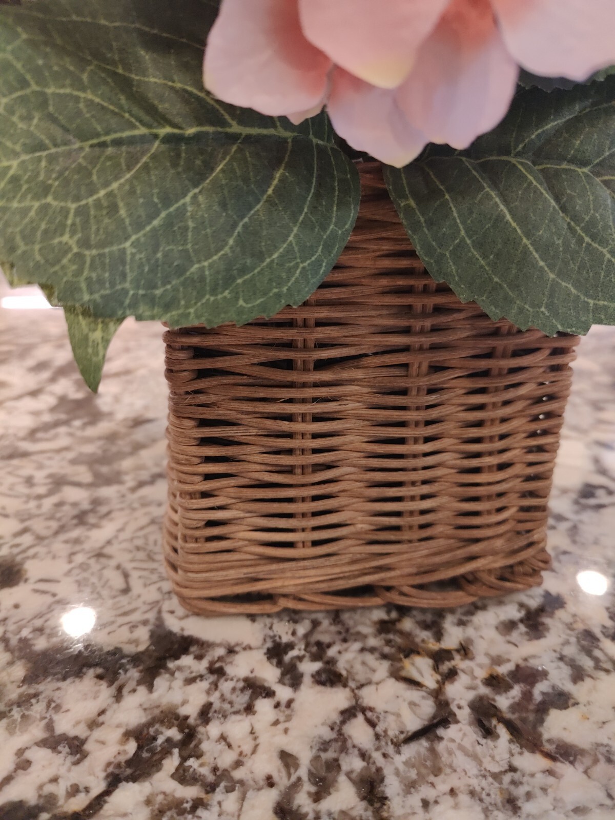 Valerie Parr Hill Faux Hydrangea Arrangement In Basket Peach Pink Floral Spring