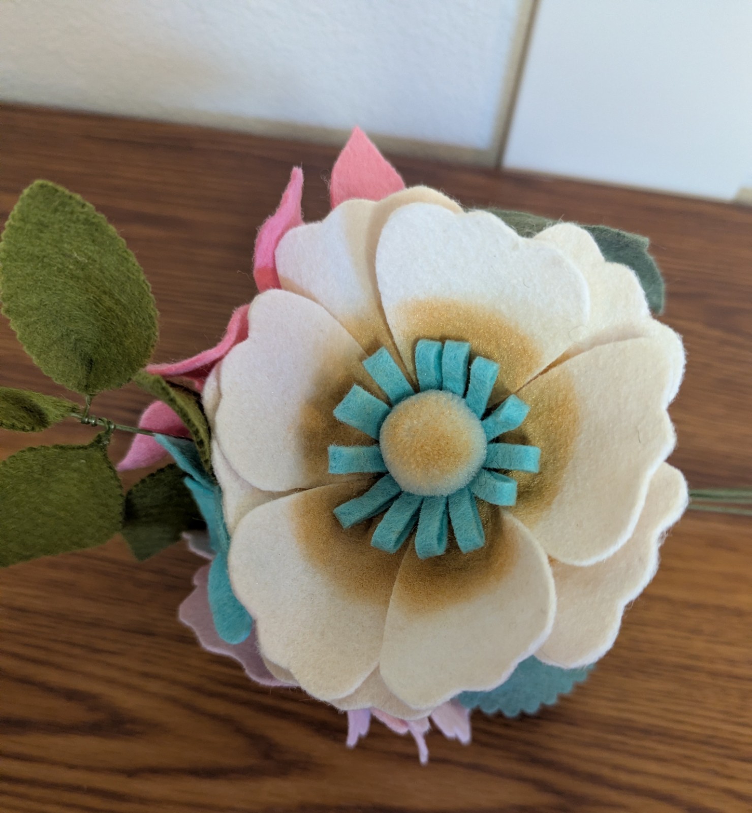 Beautiful Hand Cut Wool Blend Felt Flower Bouquet Gift Wrapped/Great Gift Idea!
