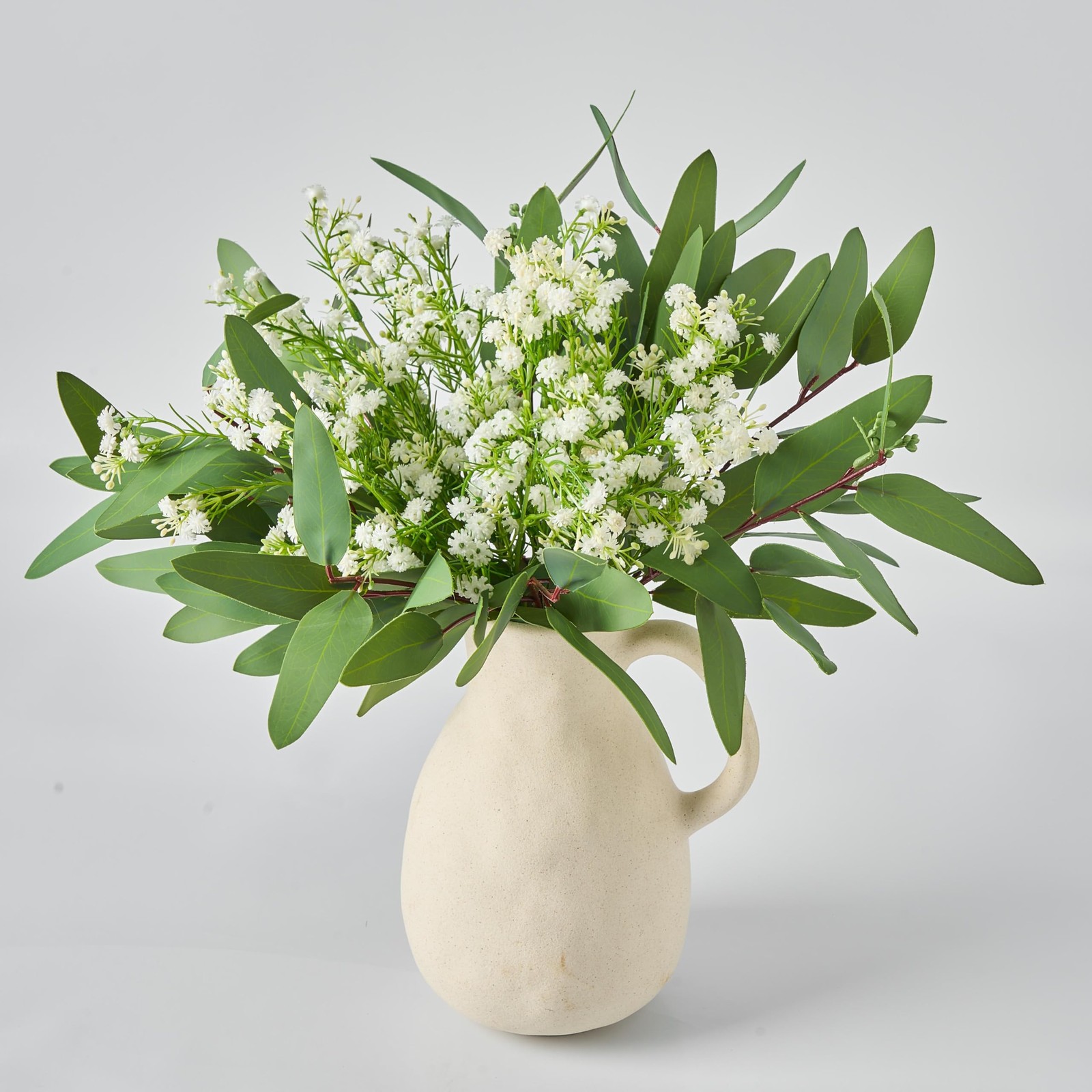 Baby’s Breath Artificial Flowers and Mixed Fake Eucalyptus Stems– Real Touch …
