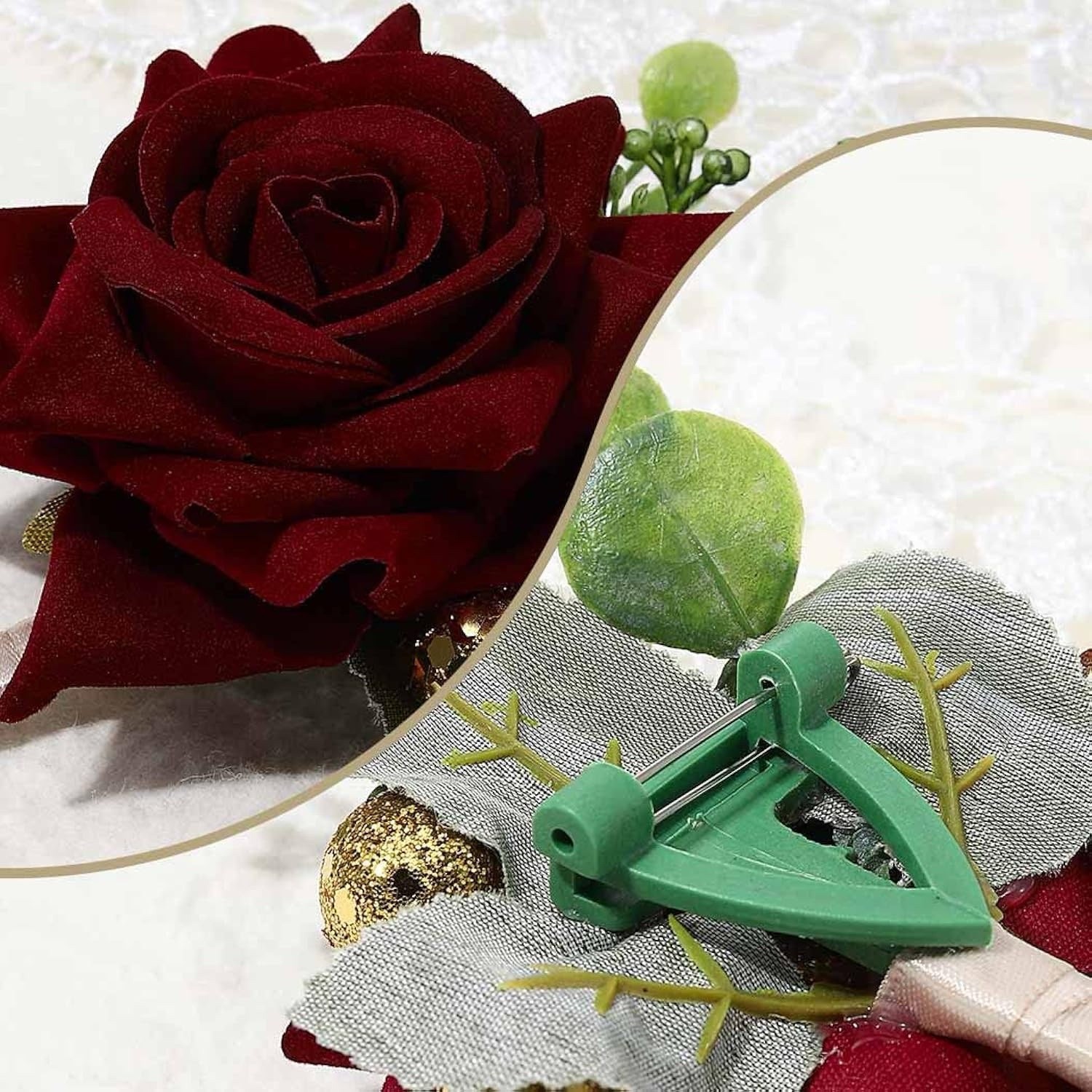 Wedding Maroon Red Rose Boutonniere Groom Flower Pin for Men’s Suit Party Prom