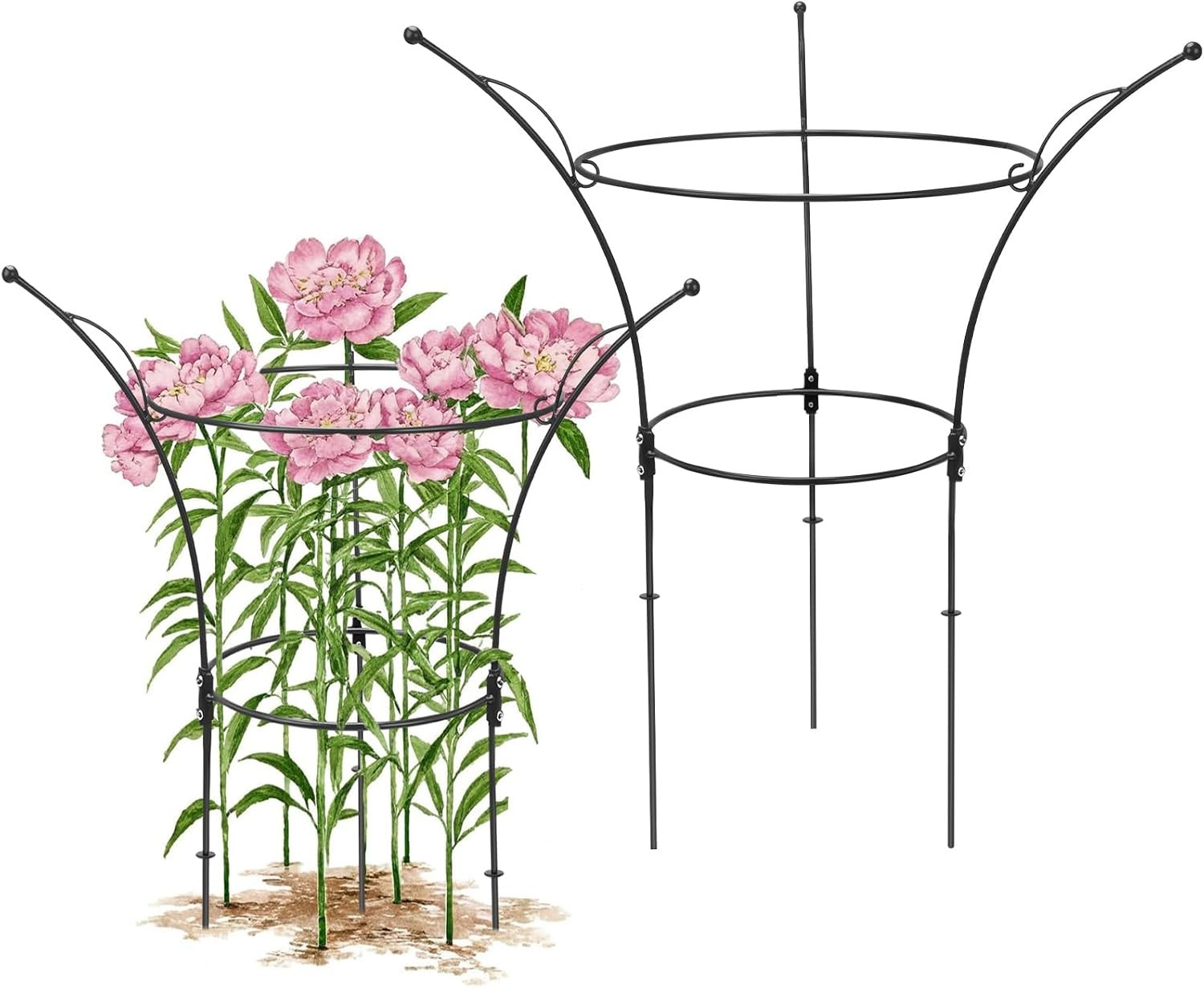 6 Pack Peony Cages & Supports Cages 13″ D x 22.8″ H Heavy Duty Metal Support