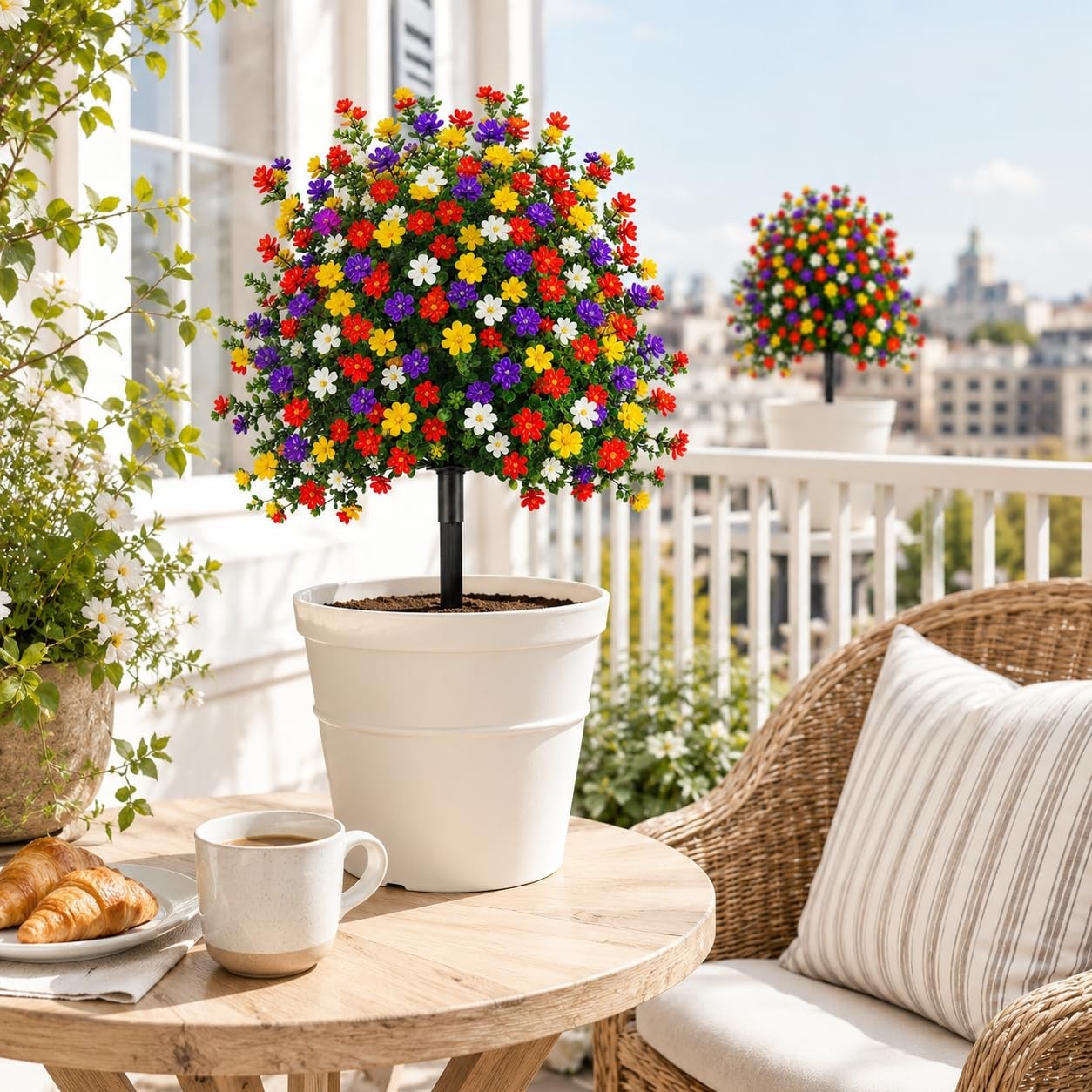 22″ Artificial Topiary Flowers, Artificial Flowers with Ground Stake, Artific…
