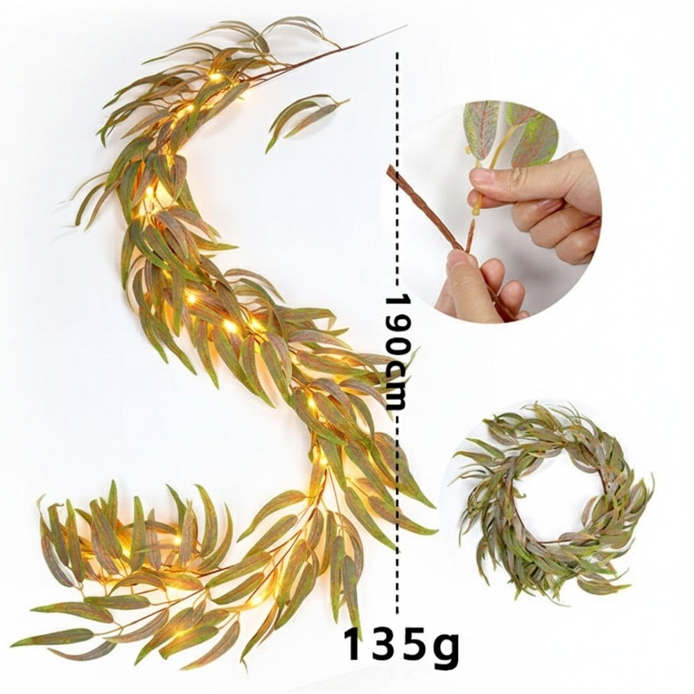 Artificial Eucalyptus Leaves Vine Rattan Fake Greenery for Wedding Table Home
