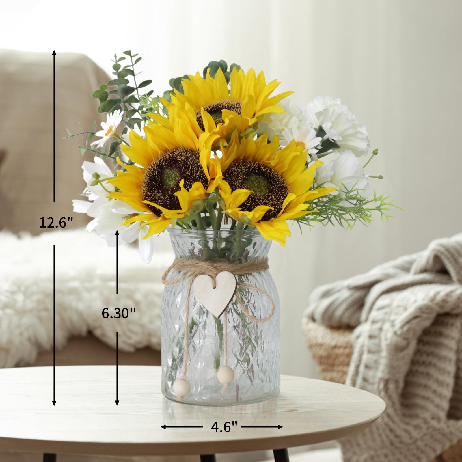 Artificial Sunflower Bouquets in Vase with a Flower Arrangement Holder – Cent…