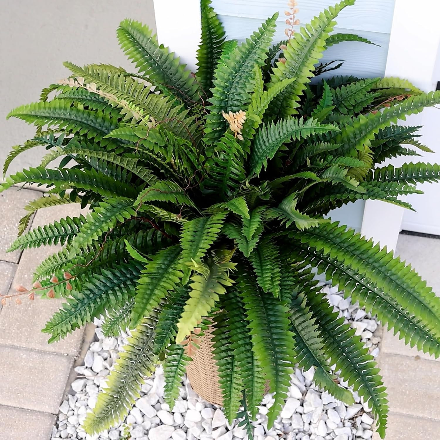 50″ Large Fake Ferns – Set of 2 Realistic Boston Ferns for Indoor/Outdoor