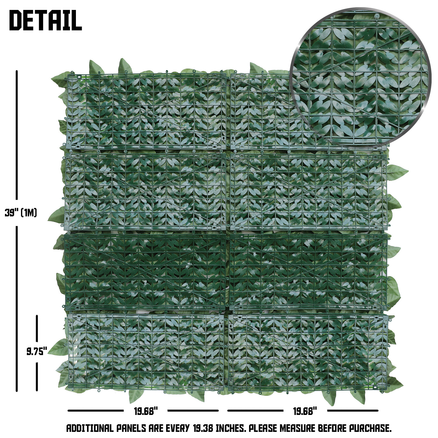 39/58” Artificial Faux Laurel Leave Fence Roll Garden Wall Mat Home Decoration
