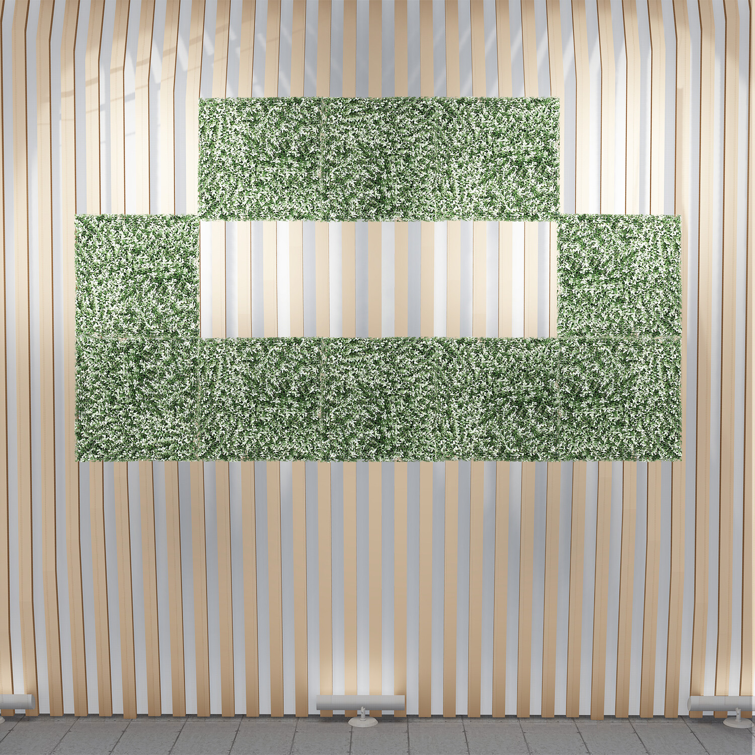 20 in Artificial White Buxus Mat Faux Fence Panel Wall Decor Ficus Grass Hedge