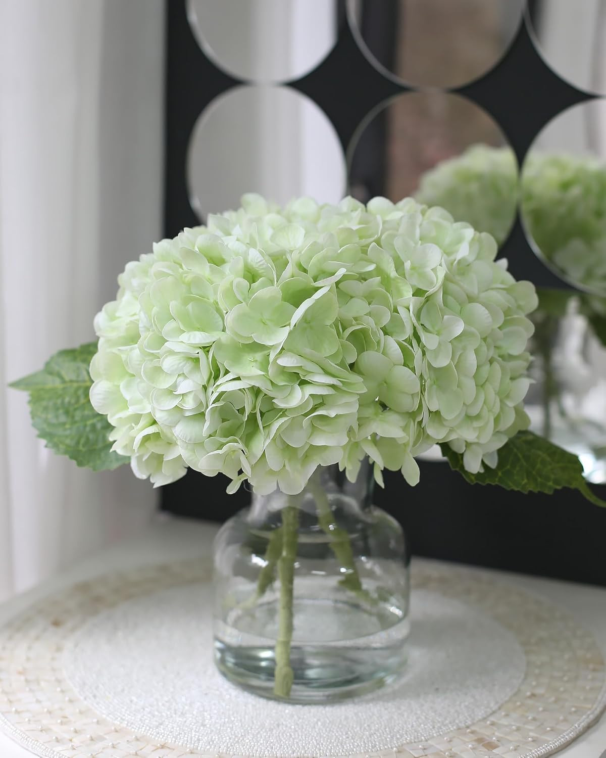 CHASMILE Real Touch Artificial Flowers Hydrangea in Vase for Home Decoration,Art
