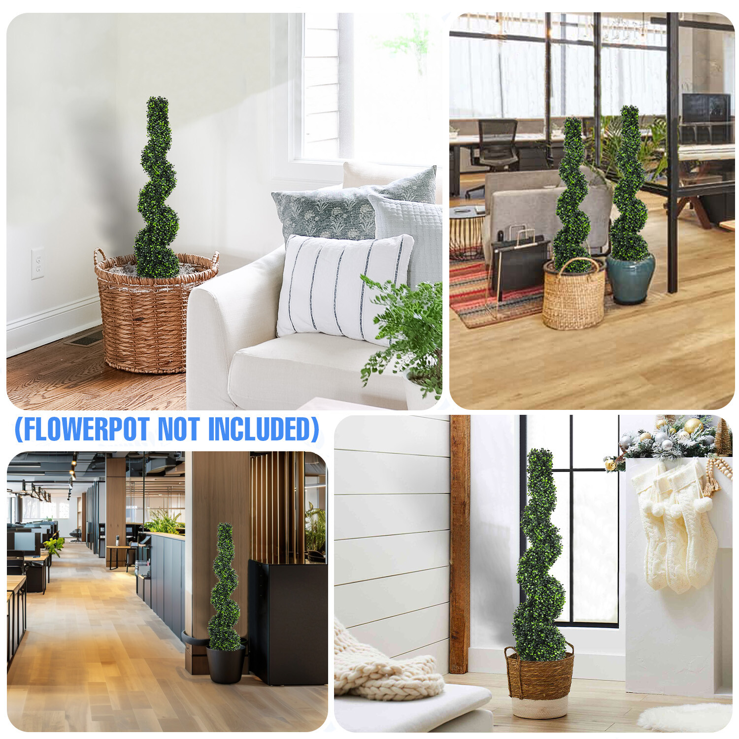 Artificial Tree Fake Spiral Boxwood with Plastic Pot For Indoor Outdoor Festival