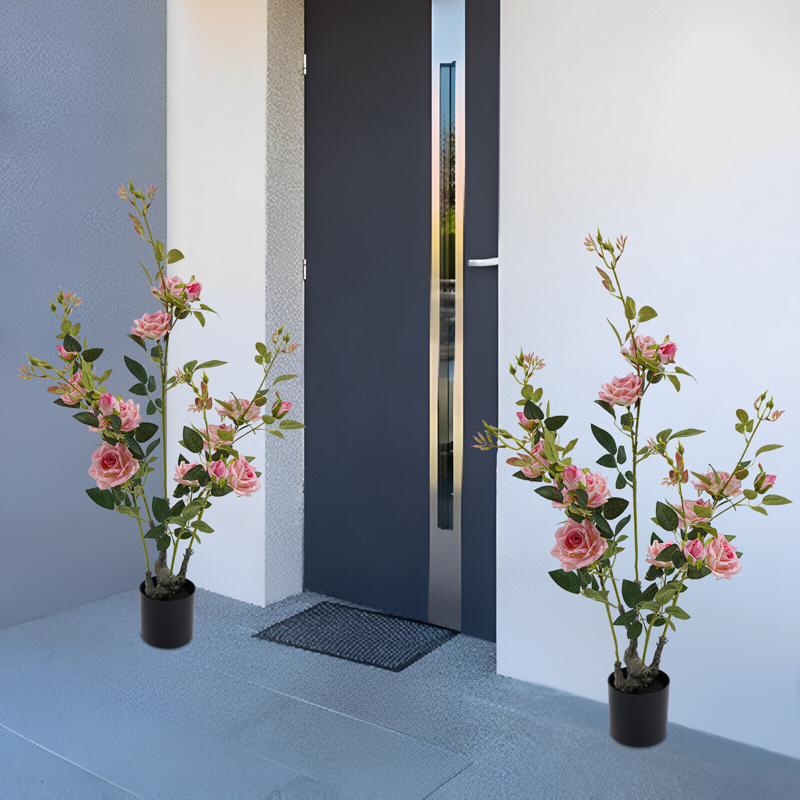 2-Pack Artificial Pink Rose Trees 35.4in (89.9cm) Silk Faux Flower Indoor