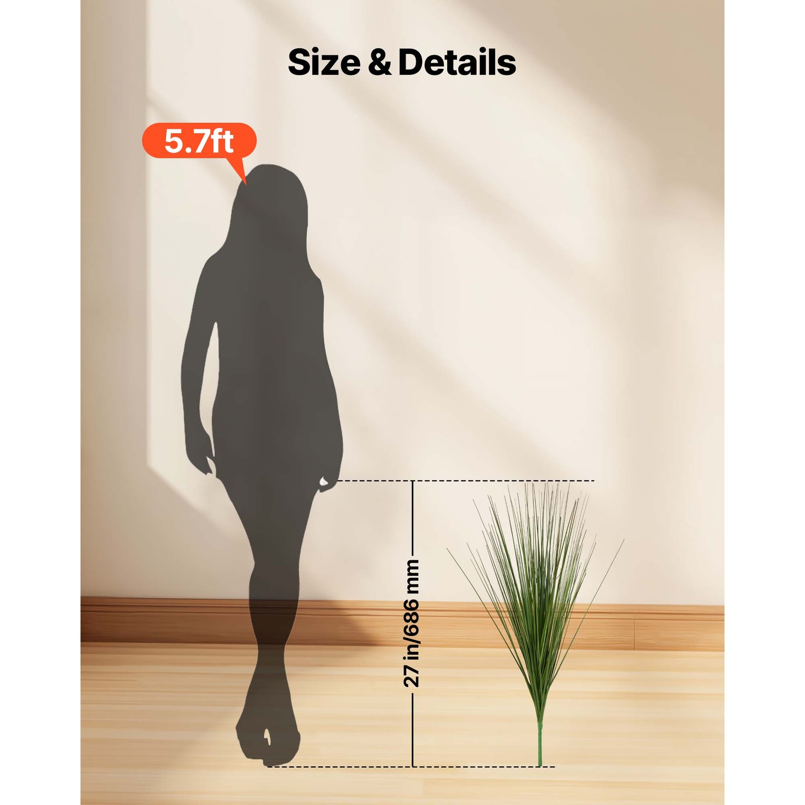 Uimoso Artificial Grass Plant 27-Inch Faux Onion Grass, 8-Pack Greenery Shrubs