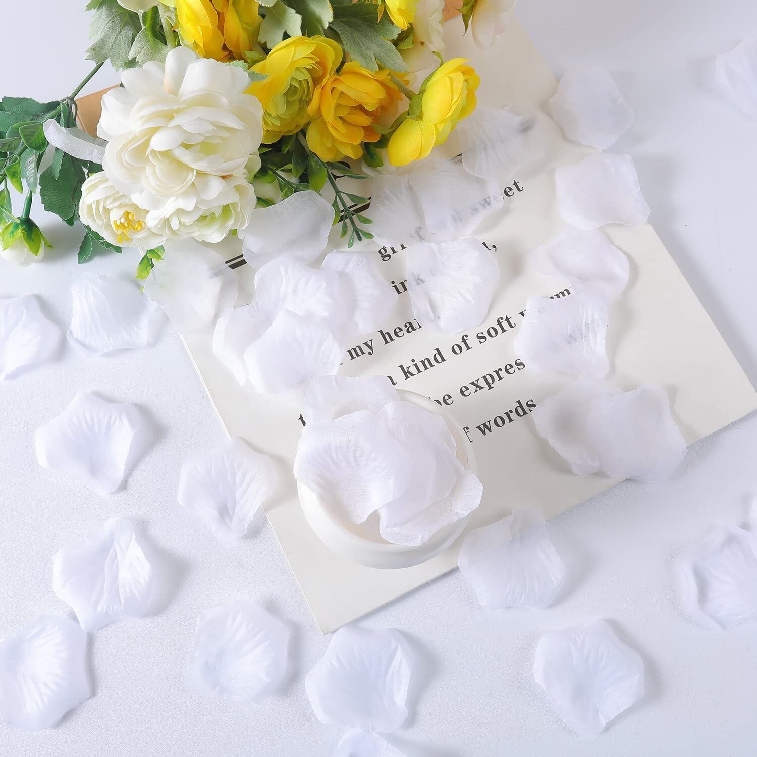 0.9 Pound White Rose Petals,5000 Pcs Faux White Flower Petals for Weddings,Ar…