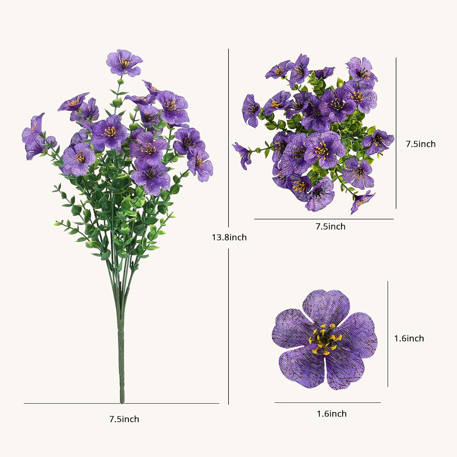 2 Set 24″ Artificial Geraniums with Stakes Outdoor, UV Resistant Artificial