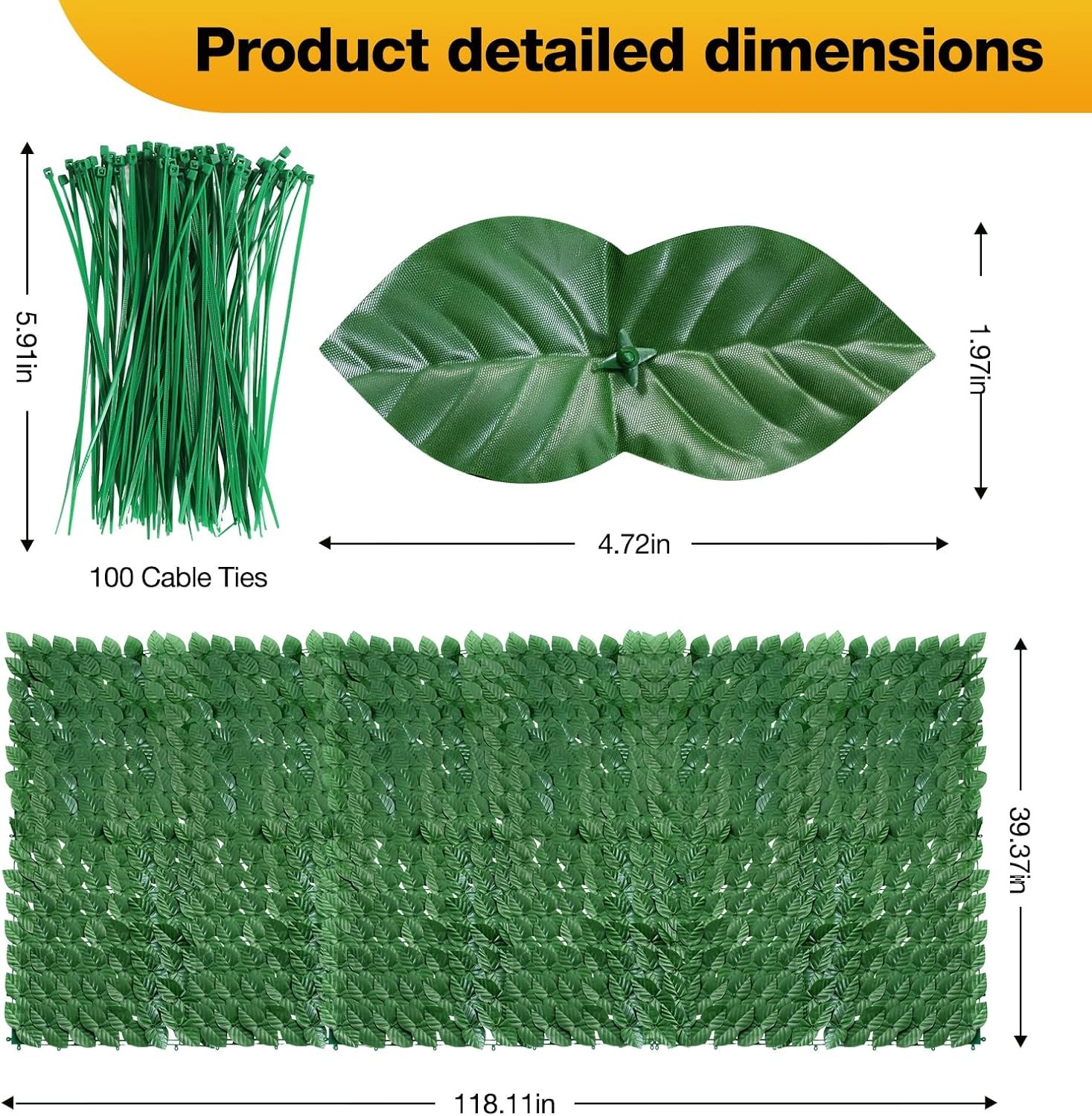 Artificial Ivy Privacy Fence Wall Screen 39 x 118 in Garden Fake Hanging Plants