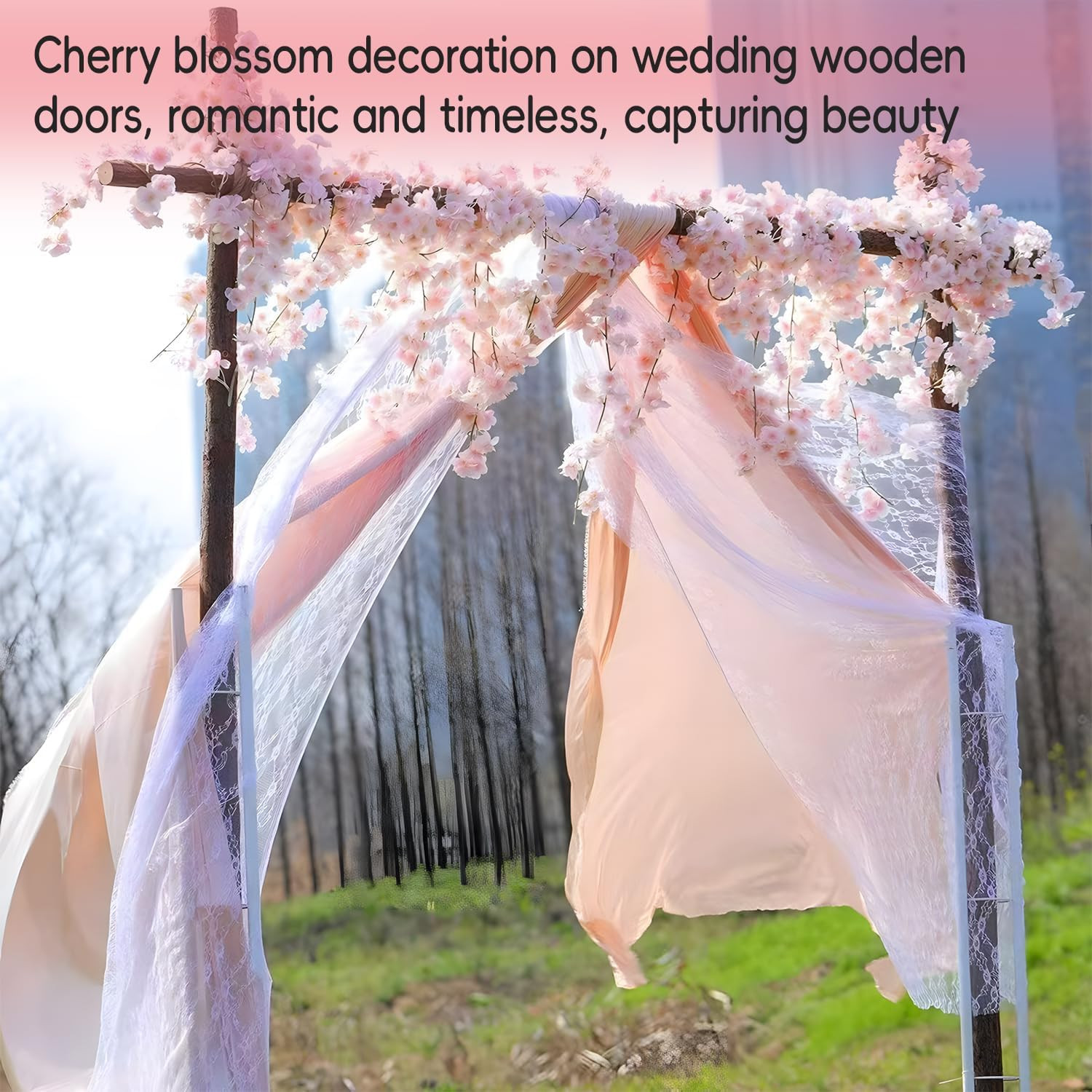3Pcs 5.91 Ft Artificial Cherry Blossoms Garland Pink Fake Vines Hanging Silk Che