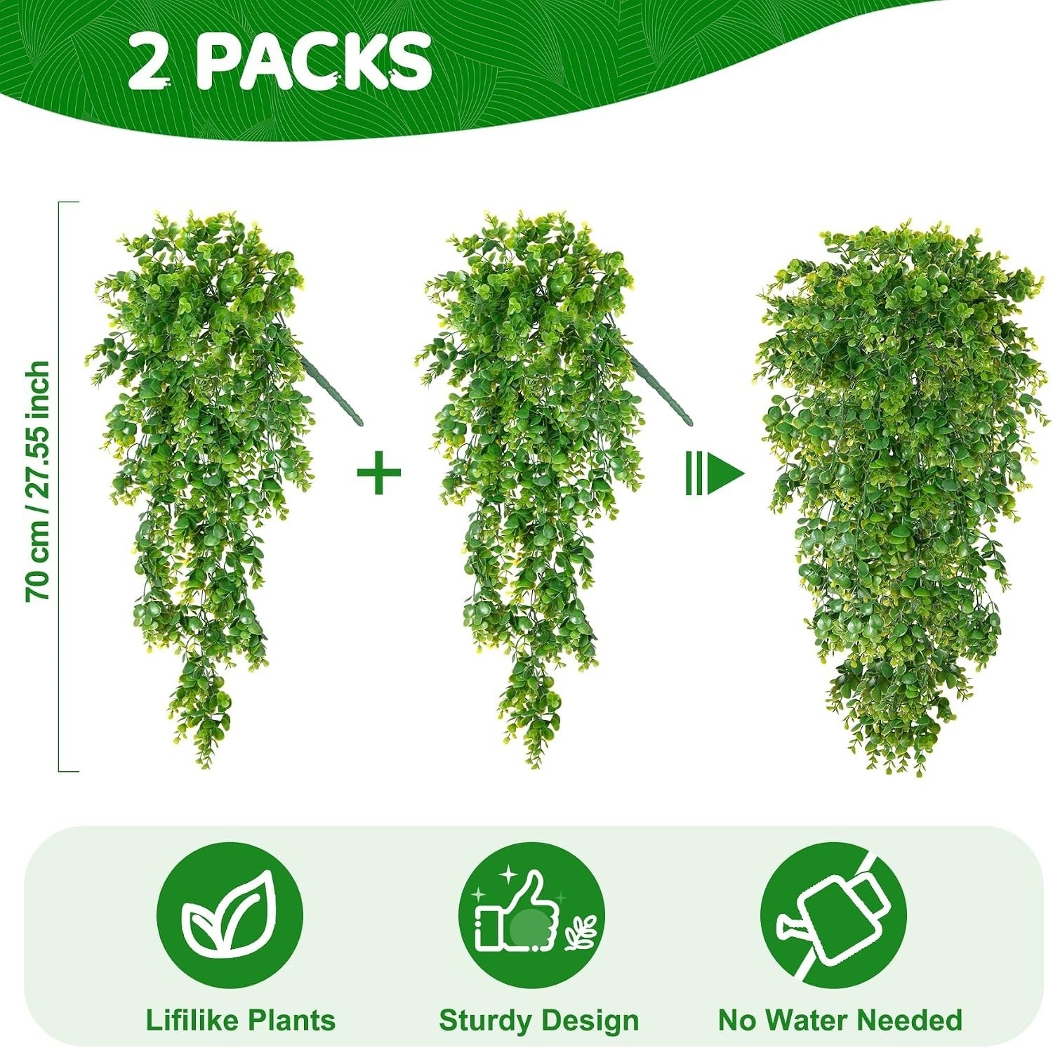 Versatile 2pcs Artificial Eucalyptus Vines for -Round Home & Garden Decor