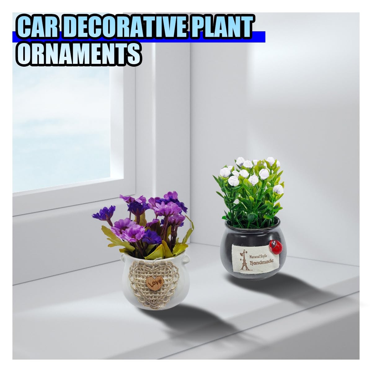 2PCS Cute Flower Bouquet in Pottery Vase Car Dashboard Ornament for Interior …