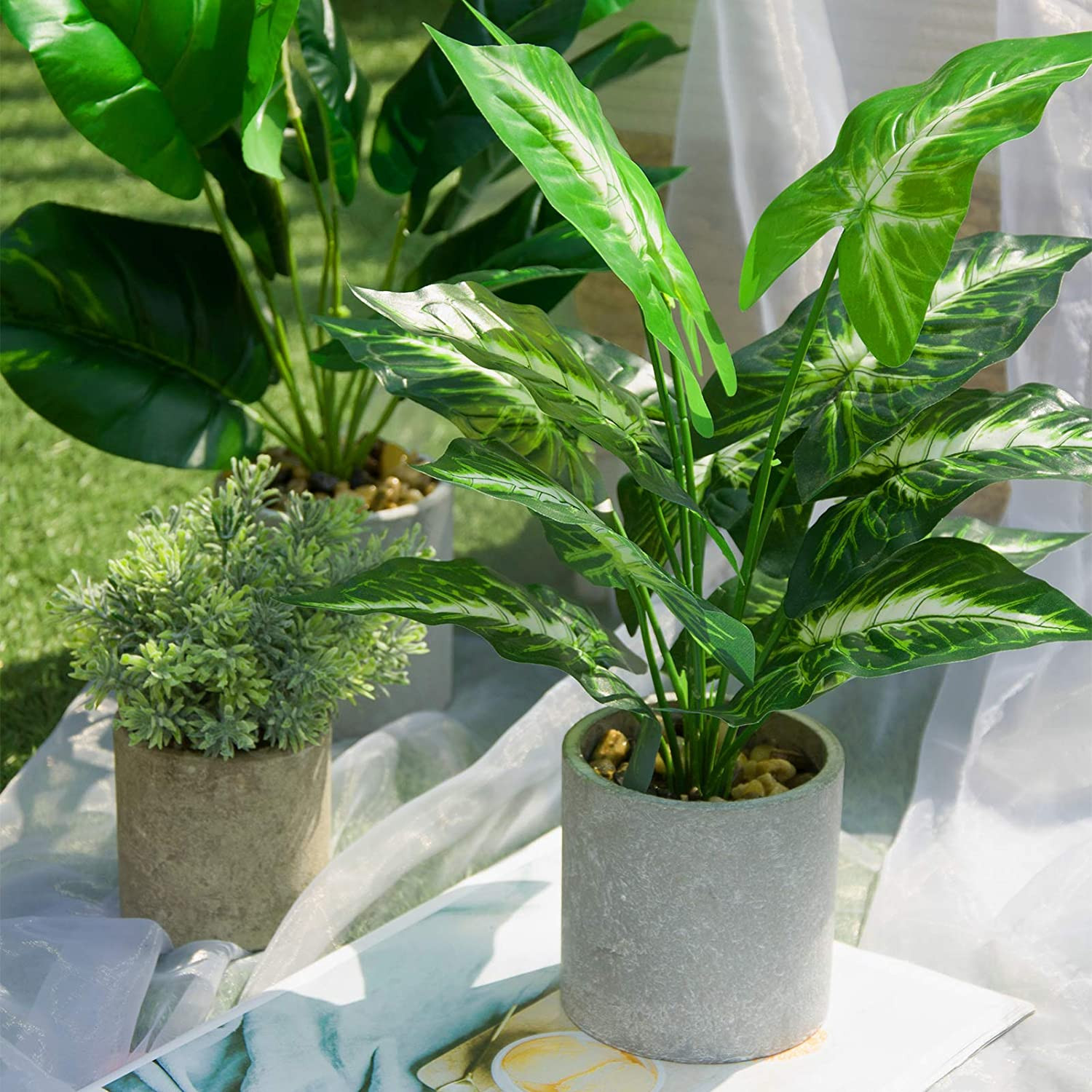 16″ Small Fake Potted Plants for Office Desk Shelf Bathroom Home Decor