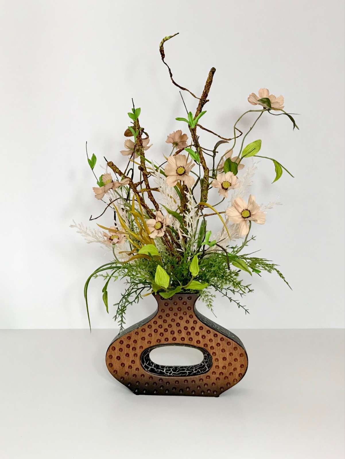 EVERYDAY WILDFLOWER FLORAL ARRANGEMENT MODERN OPEN VASE EARTH TONE CENTERPIECE