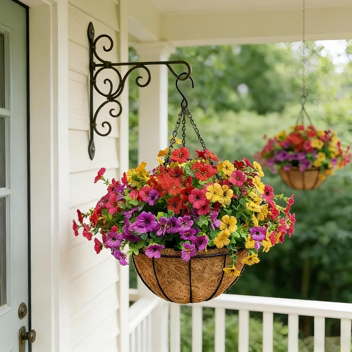 Artificial Flowers Hanging Basket for Outdoor Indoor UV Resistant Silk Flower…