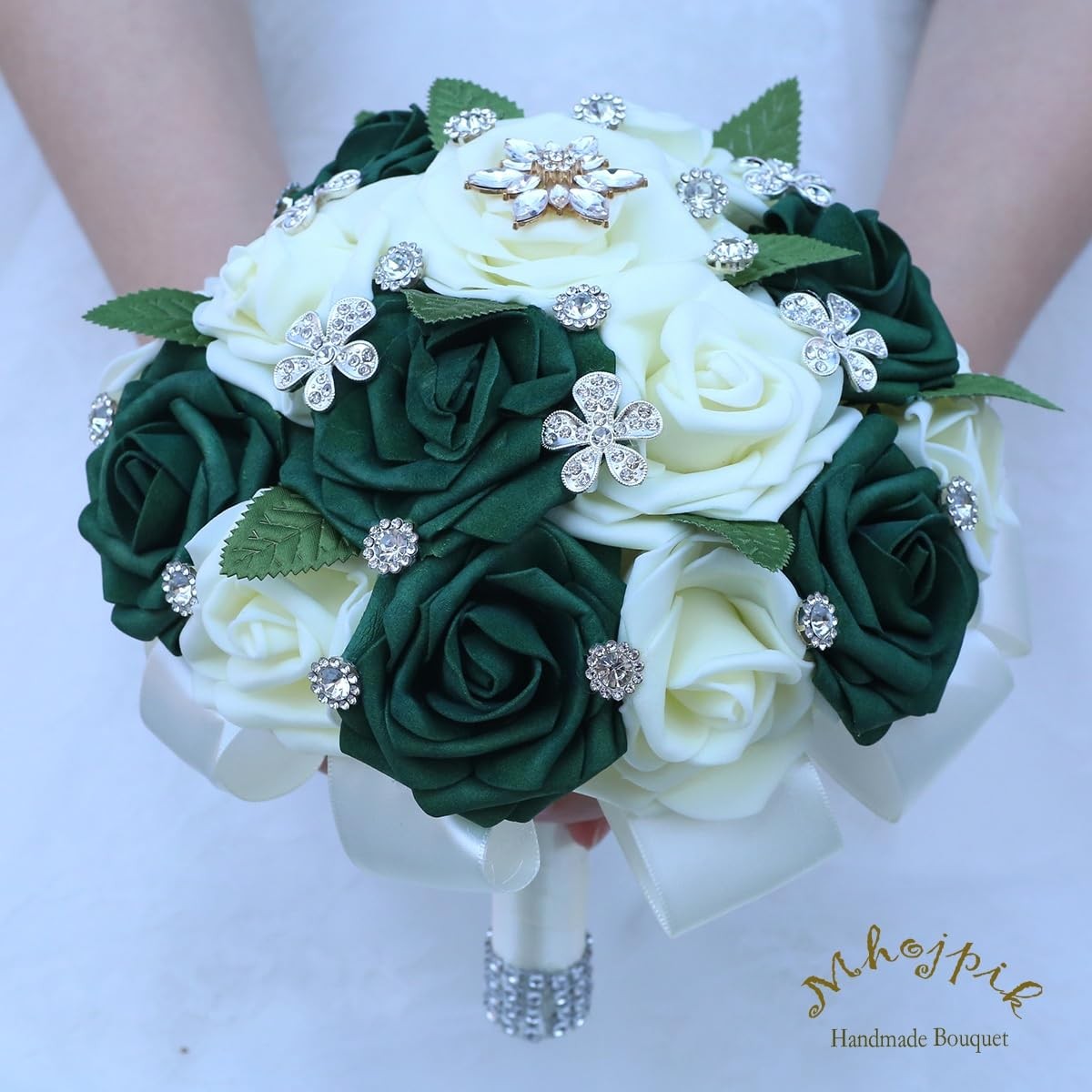 Mhojpik Lightweight Bridal Wedding Bouquet Round Holding Bouquet Throw Toss A…