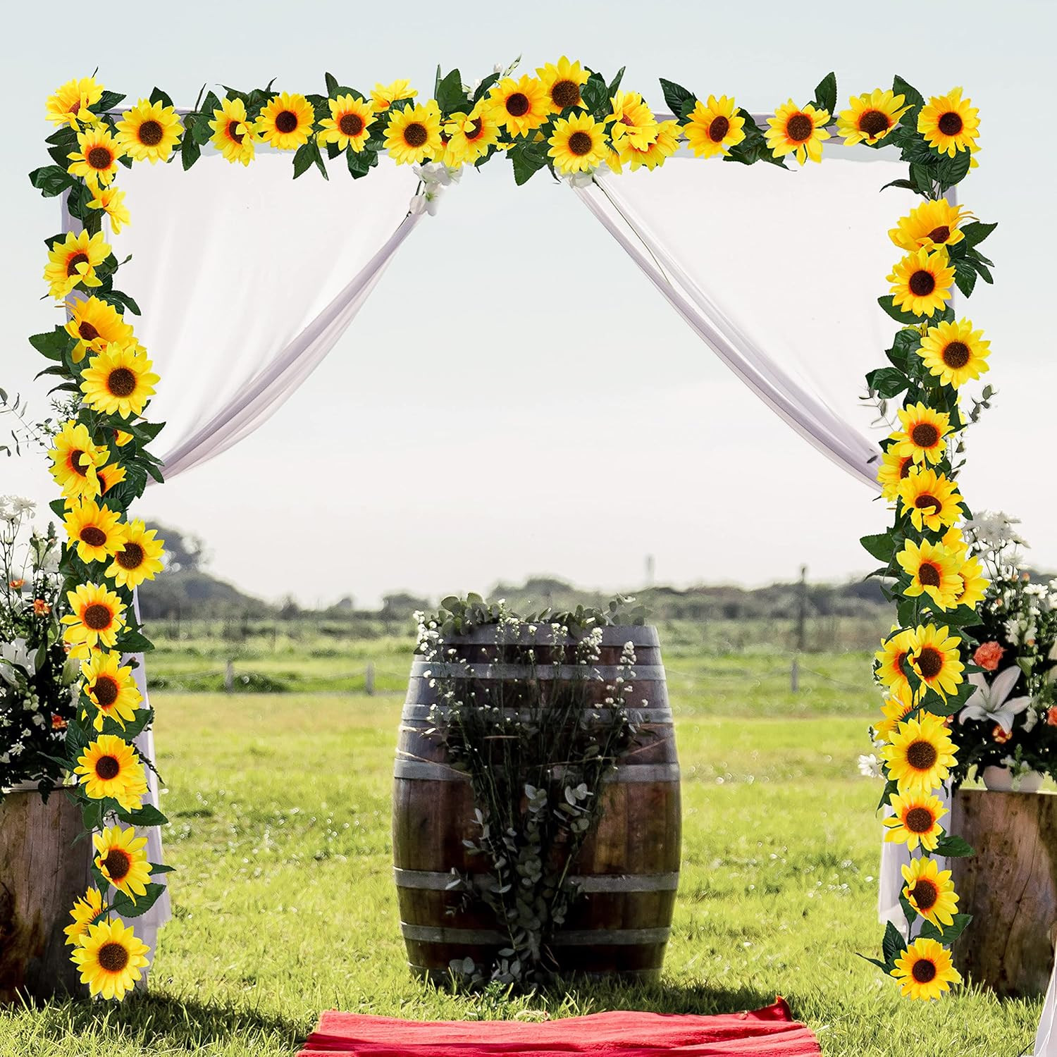 3 Pack Artificial Sunflower Garland 7.5Ft Silk Vine Wedding Party Decor