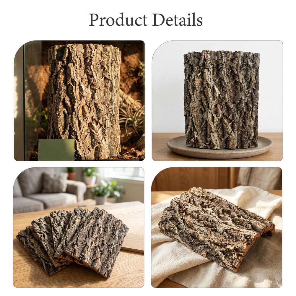 5Pcs Reptile Climbing Cork Bark Durable Natural Brown Terrarium Background
