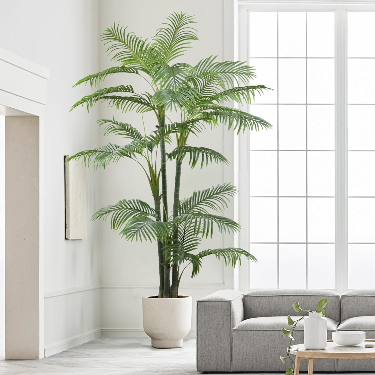 7Ft Artificial Palm Tree with Realistic Leaves for Home and Office Decor