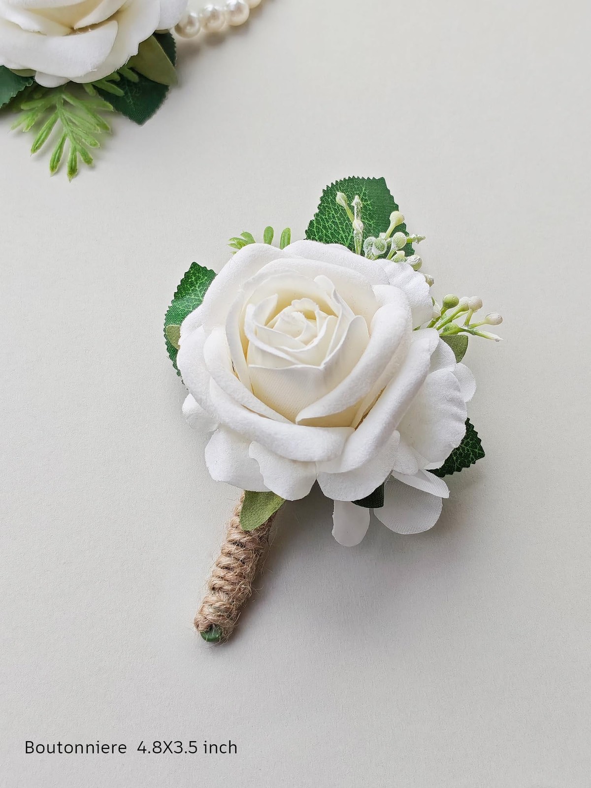 Ivory Rose Corsage and Boutonniere Set Wristlet Corsage for Bride Bridesmaids…