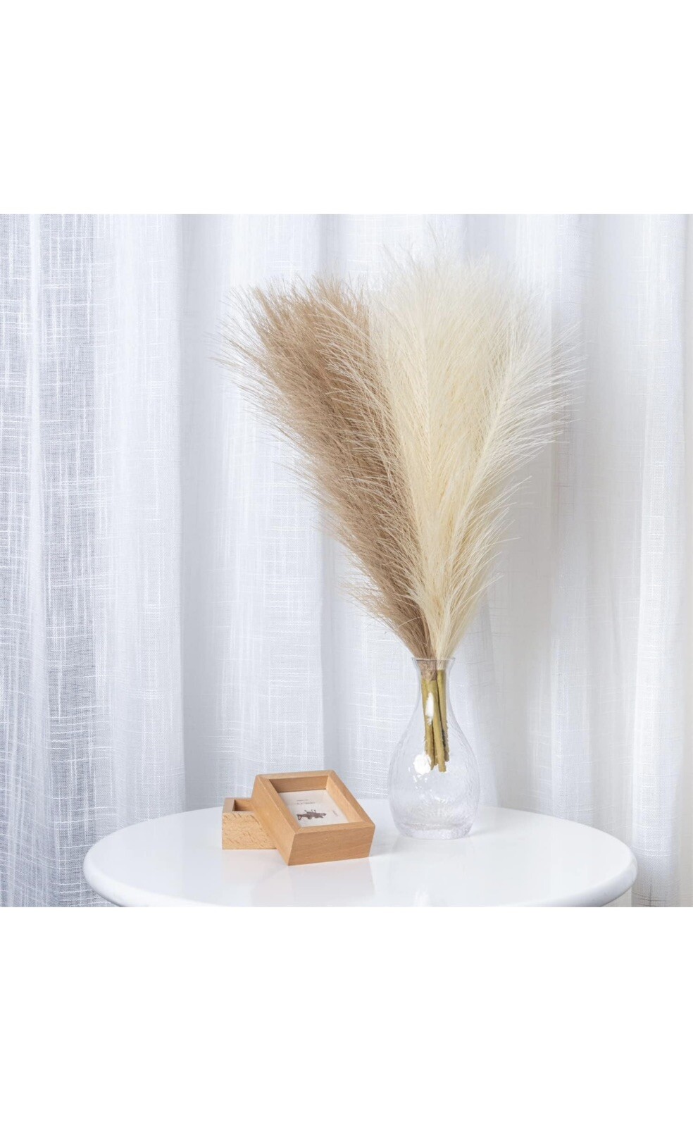 6 Pack Faux Pampas Grass 17.7” Fluffy Artificial Home Decor 3 Beige & 3 Taupe