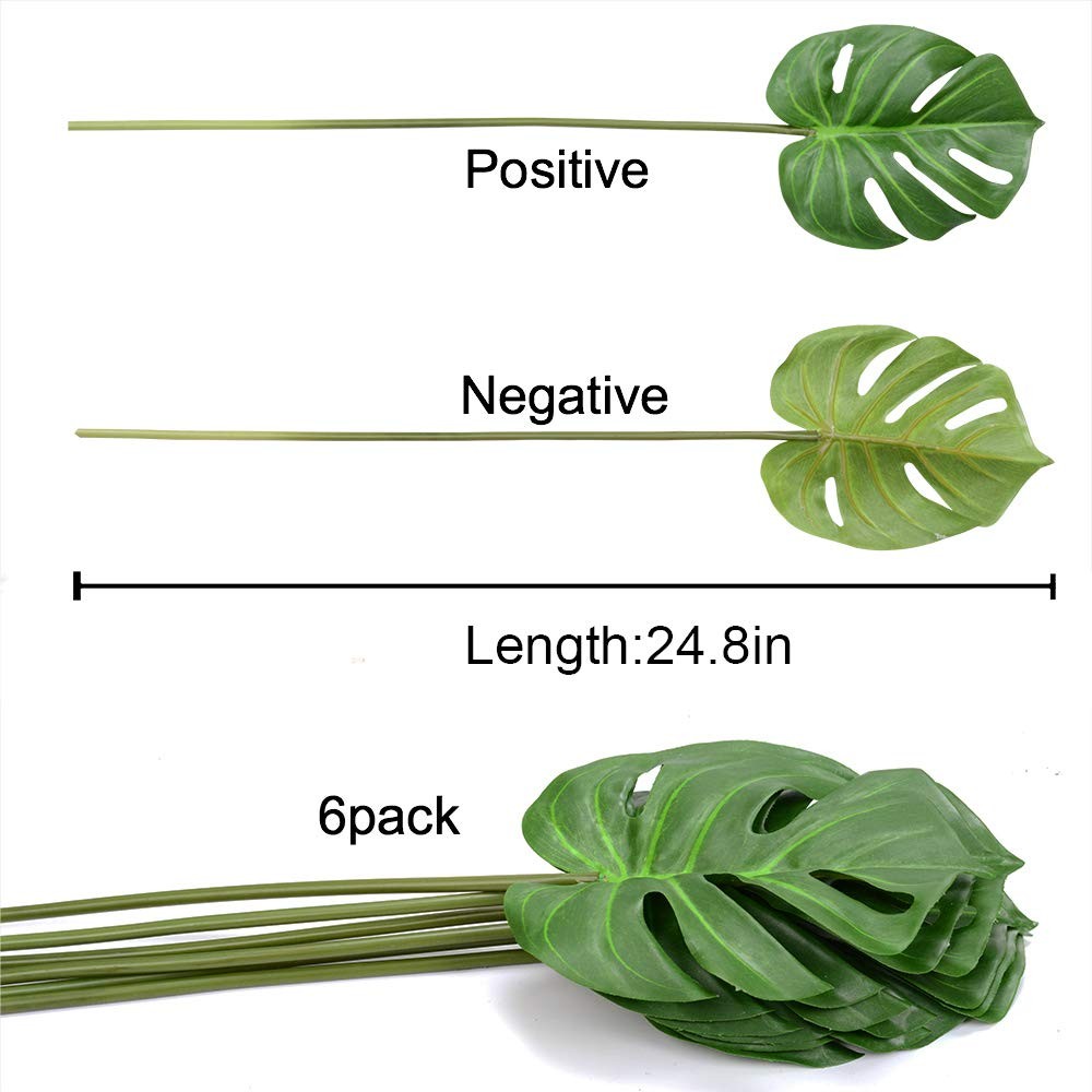 DVGUN 6 Pack Artificial Palm Plants Leaves Faux Turtle Leaf Fake Tropical Lar…