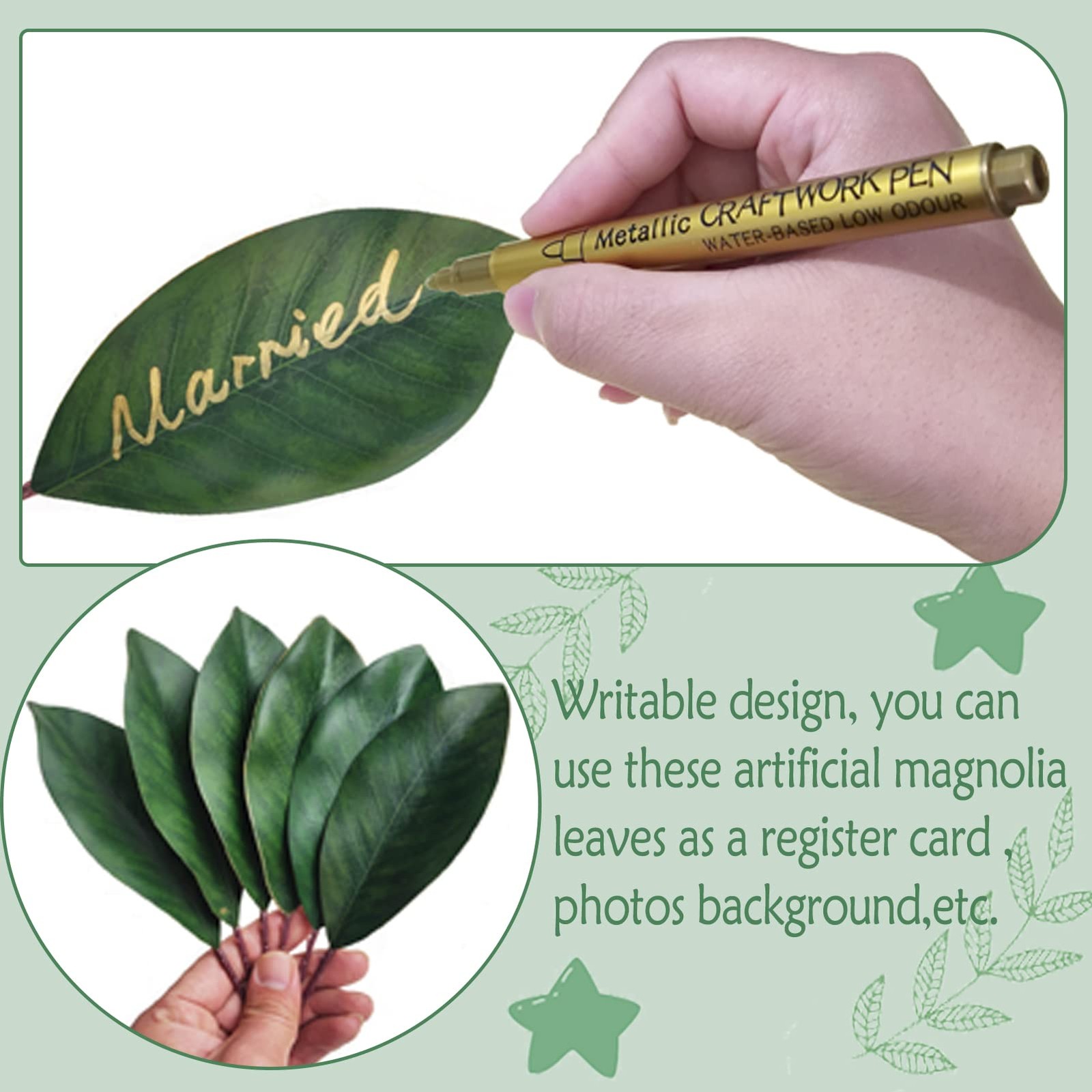 Artificial Magnolia Leaves Fake Green Magnolia Leaves For Wedding Decorations