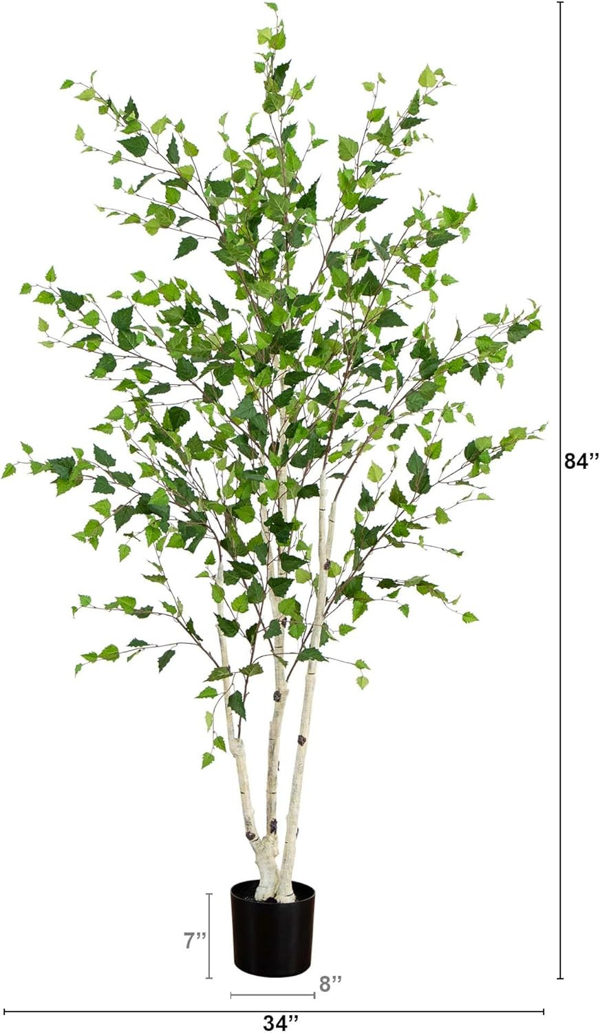 7Ft. Realistic Artificial Birch Tree with Touch-Feel Leaves for Home Decor