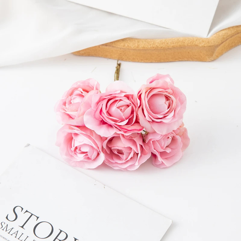 6Pcs/lot 11Cm Mini Silk Artificial Carnation For Christmas DIY Wreath Home Decor