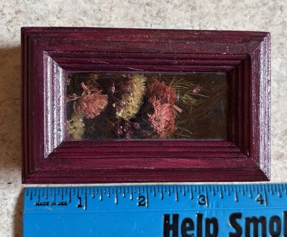 2 Dried Floral Terrarium in Wood Hinged Display Cases Witchy Boho Whimsygoth