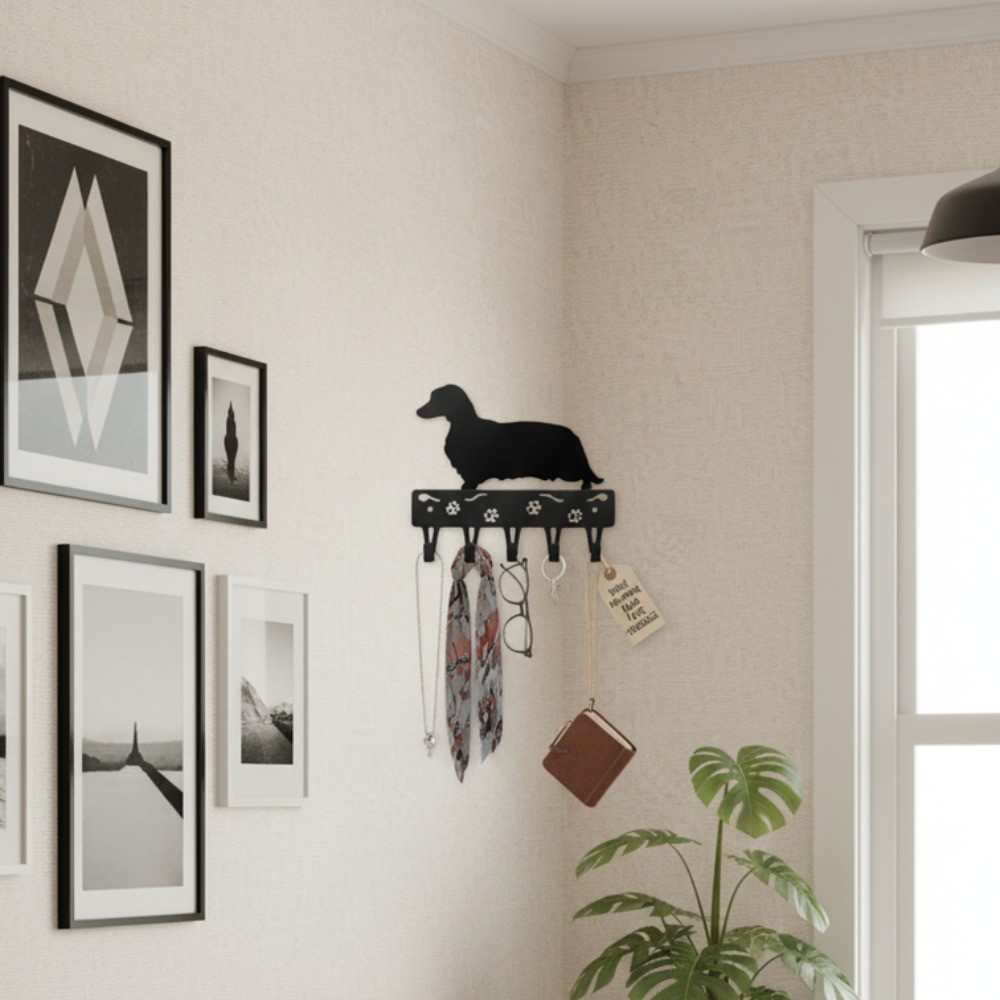 6″ Metal Dog Key Hook Holder Towel Coat Storage Fashionable Iron Wall Organizer