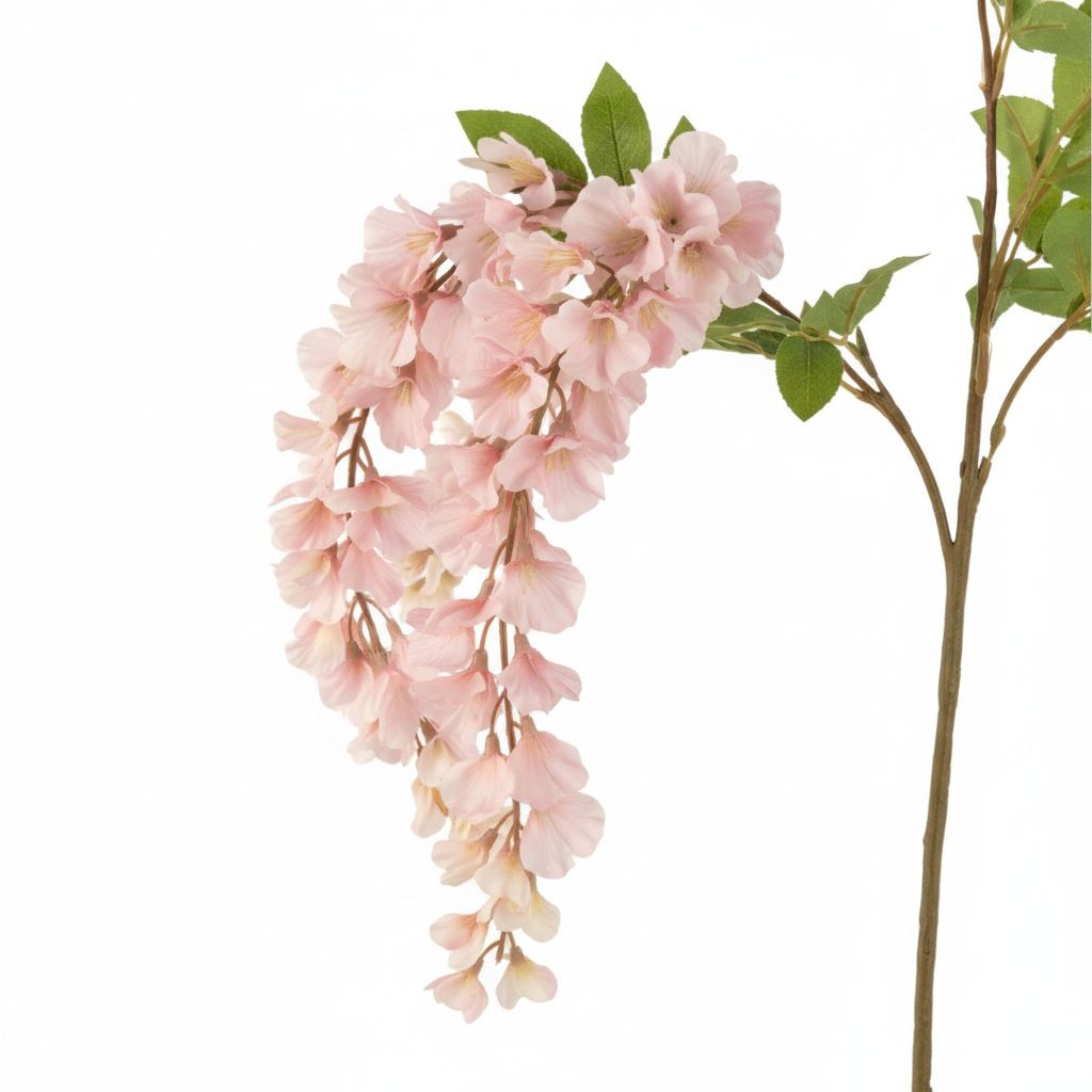 Blush Pink Wisteria Stem 43 Inch Artificial Hanging Flowers Silk Wisteria Spray