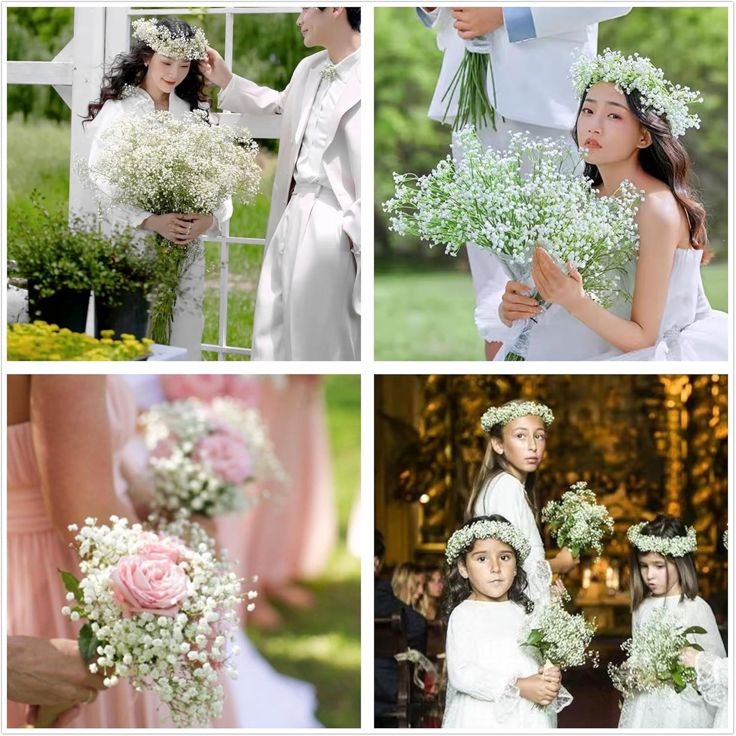 80Pcs White Artificial Baby’s Breath Flowers for Home & Wedding Decor