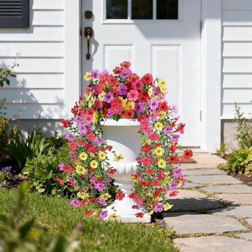 Artificial Flowers for Outdoors, UV Resistant 2 Bundles Fake 2PCS Mix Colors1