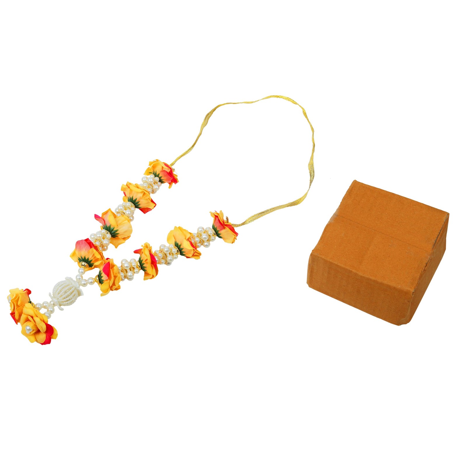 Artificial Mala Rose Flower Ribbon Garland Haar Mala for Idol with Bead God S…