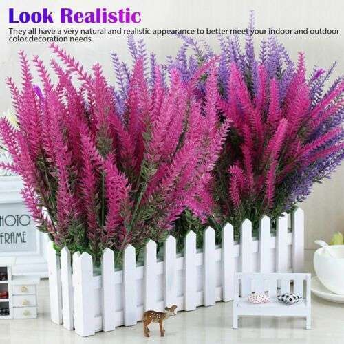 Artificial Flowers Fake Plants Decor 8 Bundles Hanging Outdoor Home Yard Garden