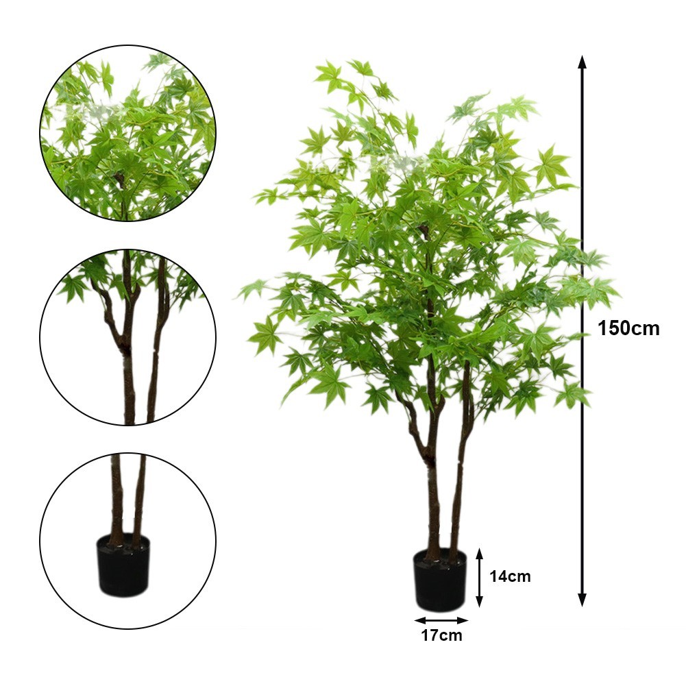 Artificial Maple Tree, 150cm Fake Green Plants Tree Plants In Pot For Home Decor