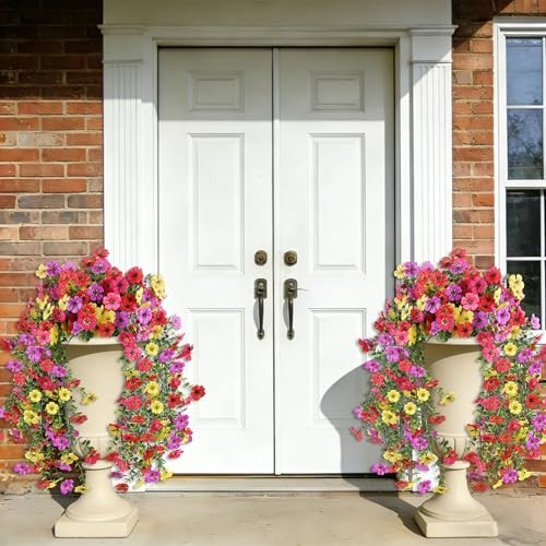 Artificial Flowers for Outdoors, UV Resistant 2 Bundles Fake 2PCS Mix Colors1
