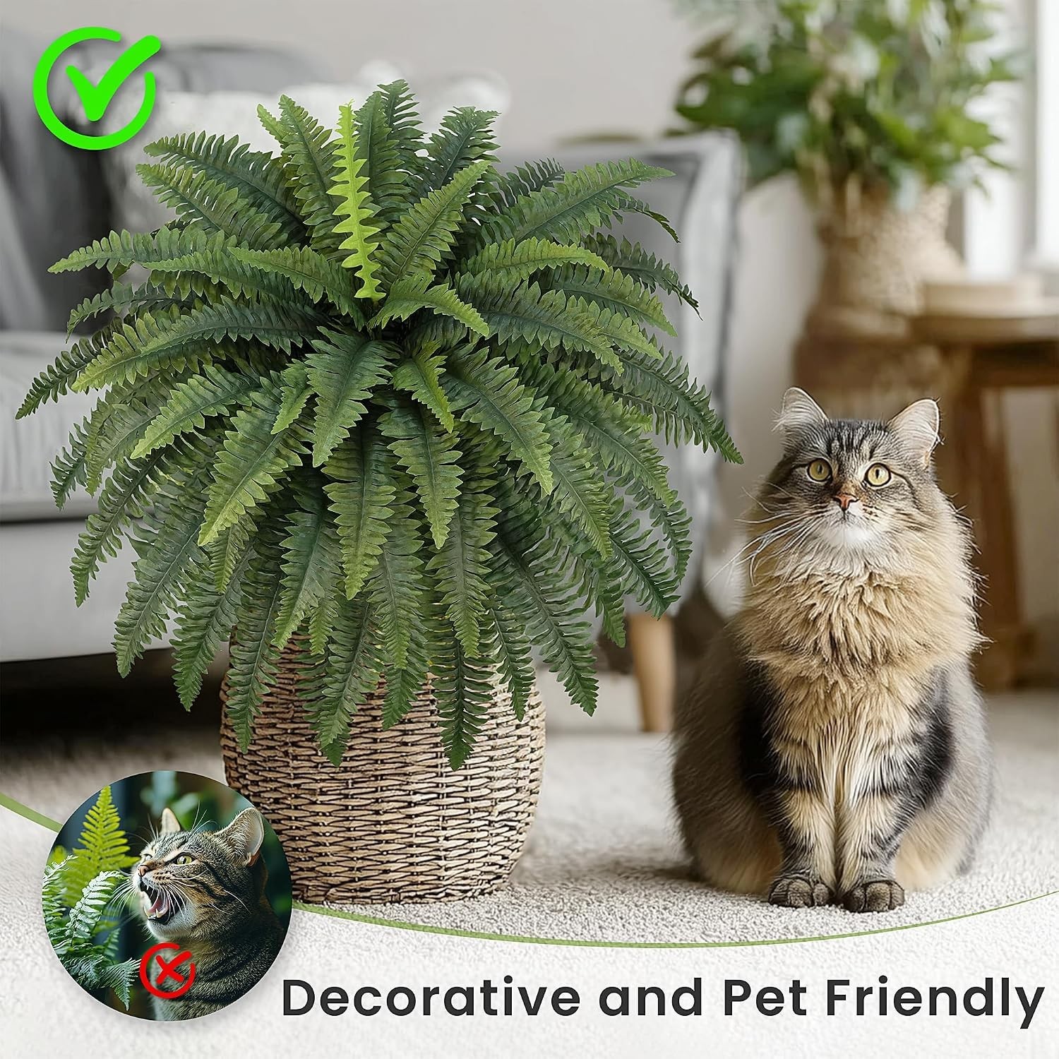 Large Fake Ferns for Outdoors – 65 Dense Fronds (2 Pack)