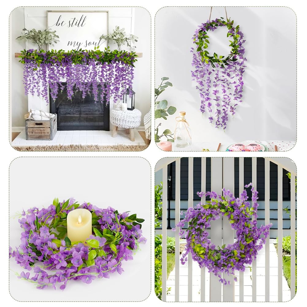 Artificial Wisteria Garland Purple 6ft Light Purple Silk Flowers Home Decor