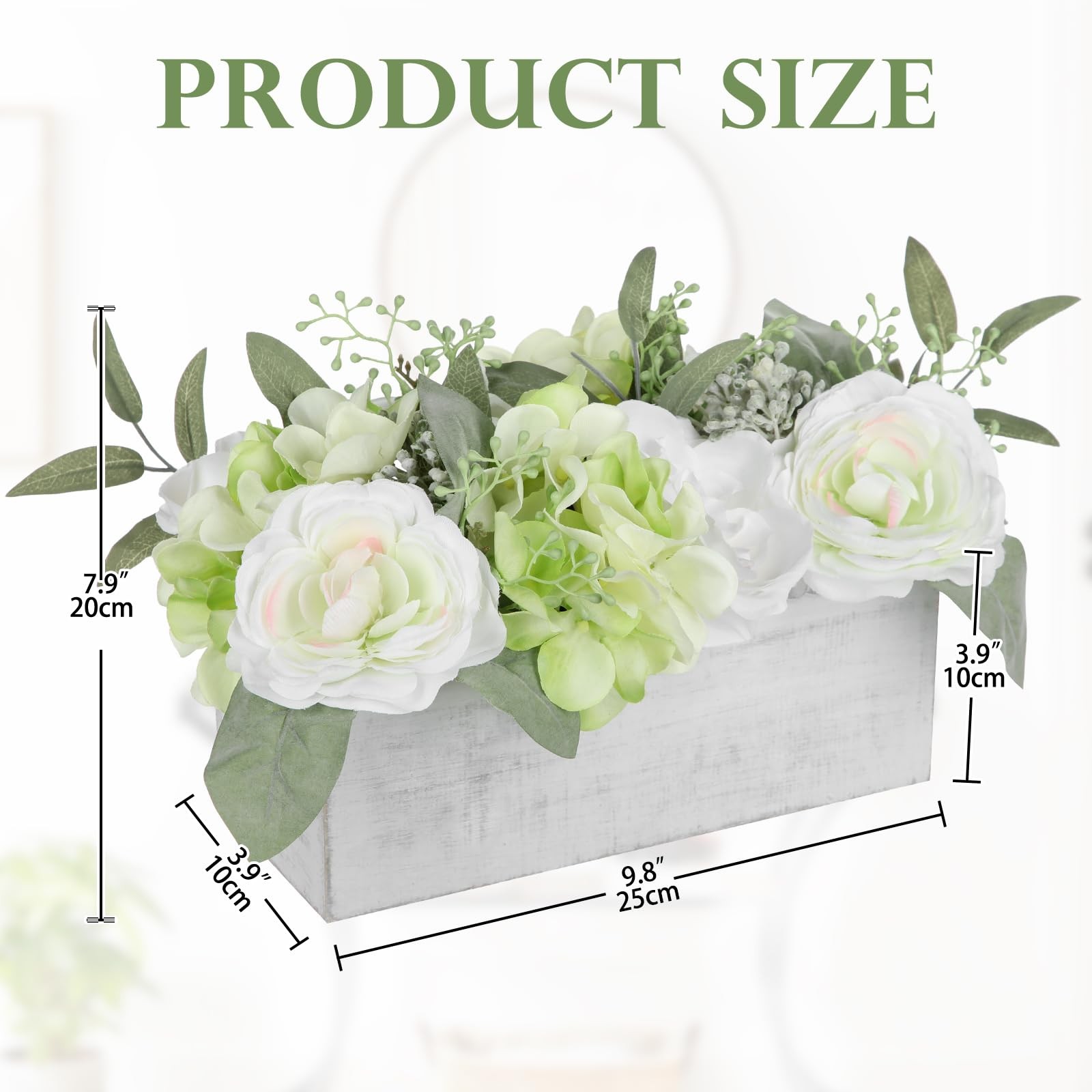 Flower Arrangement with Wooden Vase 10″ Artificial Flowers in Pot – Fake Flow…