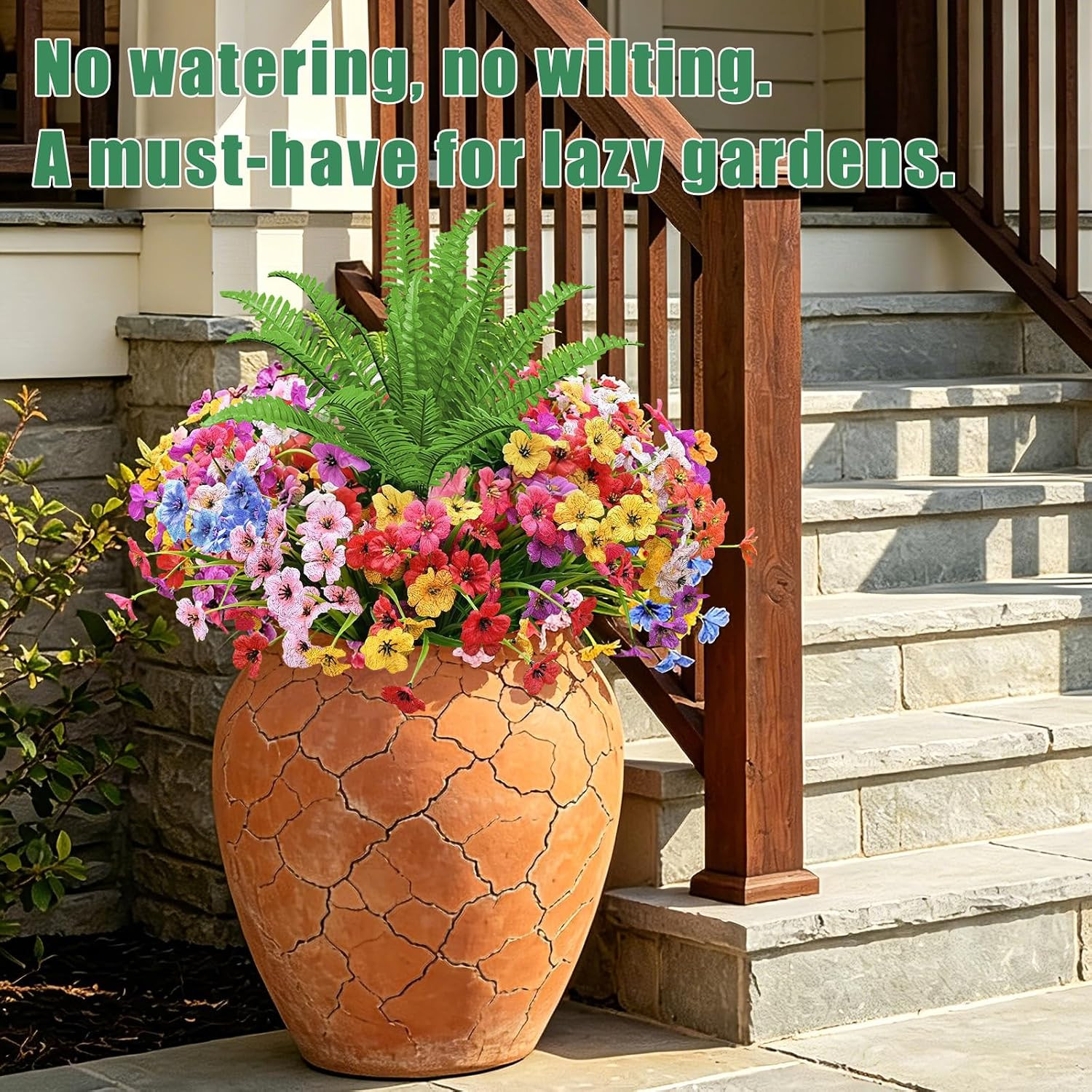UV Resistant Artificial Flowers – 33 Pcs Waterproof Outdoor Decor for Garden & P