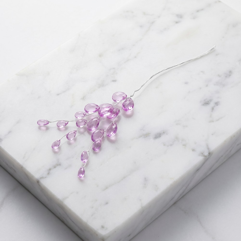 30PCS Artificial Flower Picks with Acrylic Bead Drops – Purple Simulated Clear