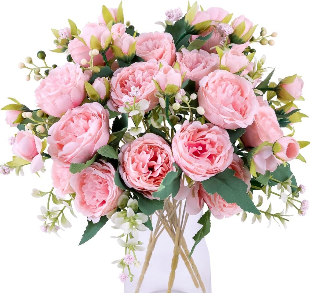 4Pcs Silk Peonies Artificial Flowers 36 Heads Bulk Peony Bouquet Wedding Decor