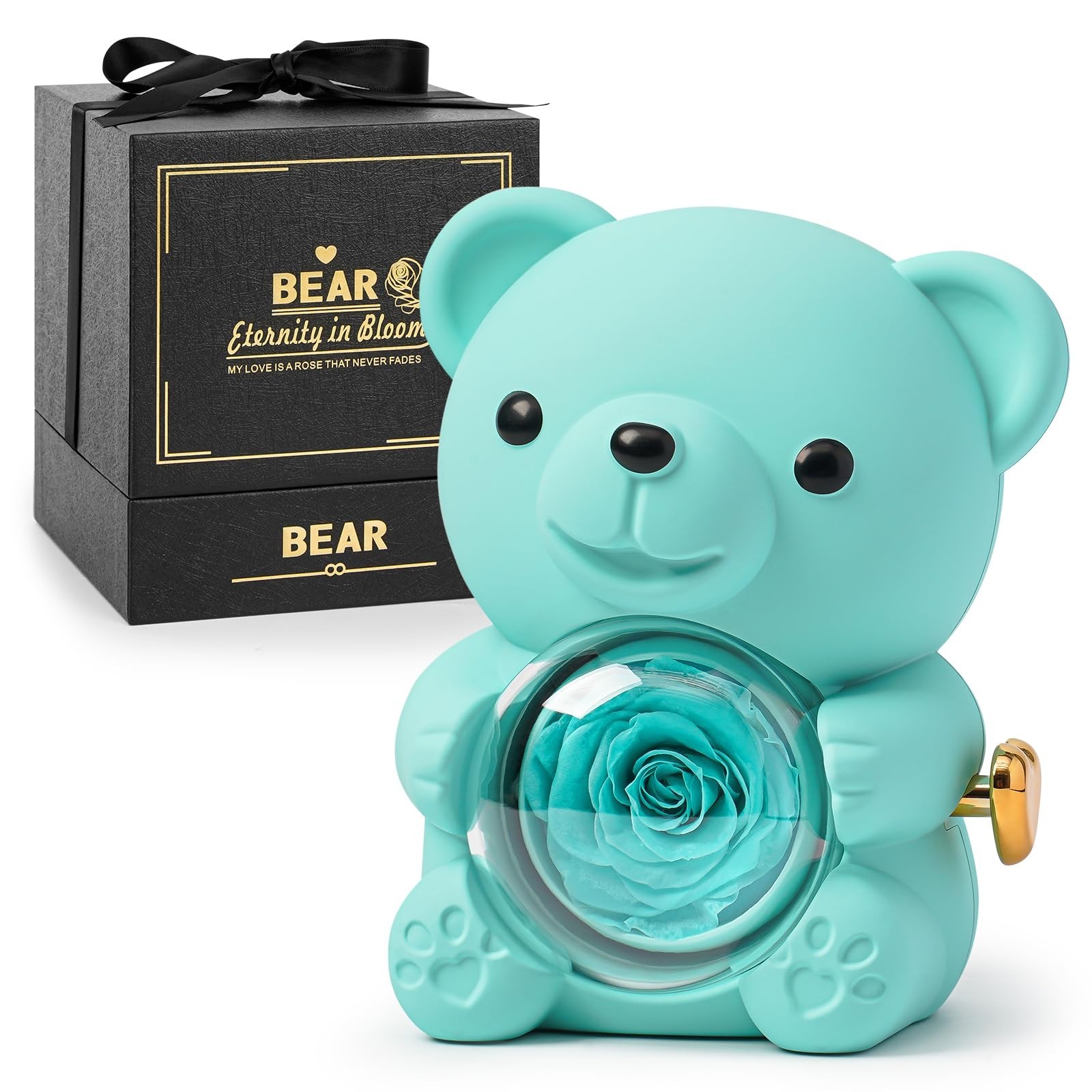Real Rose Teddy Bear in Gift Box – Romantic Floral Gift for Her, Perfect for Ann